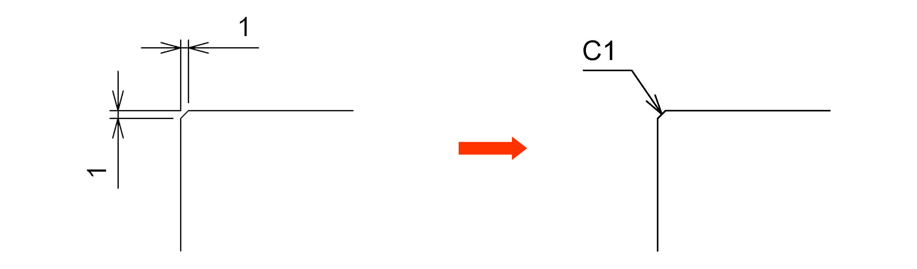 Dimensions and Processing Types - C(Chamfer)